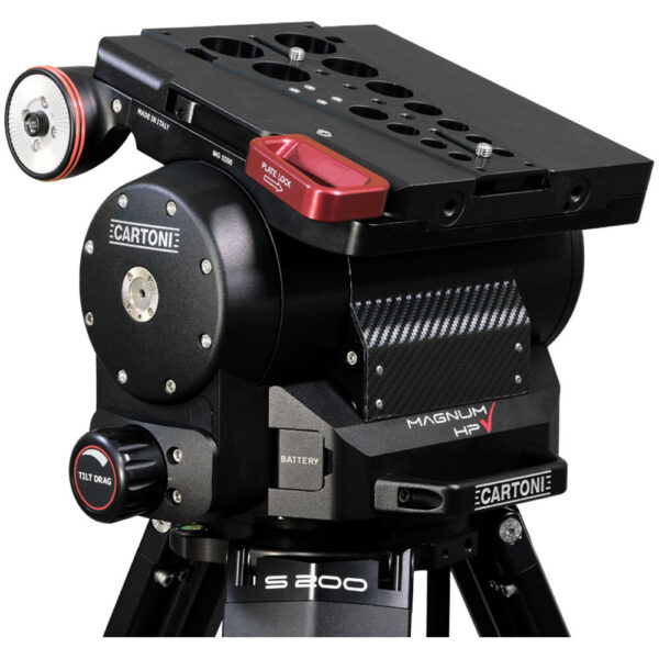 Cartoni Magnum HP Head FB, 2 Telescopic Pan Bars, Dovetail Plate & Sport 200 Heavy-Duty Tripod Legs view 7