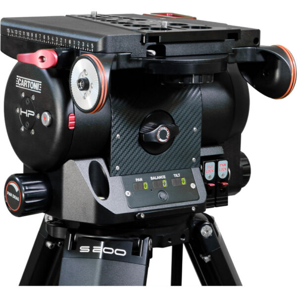 Cartoni Magnum HP Head FB, 2 Telescopic Pan Bars, Dovetail Plate & Sport 200 Heavy-Duty Tripod Legs view 8