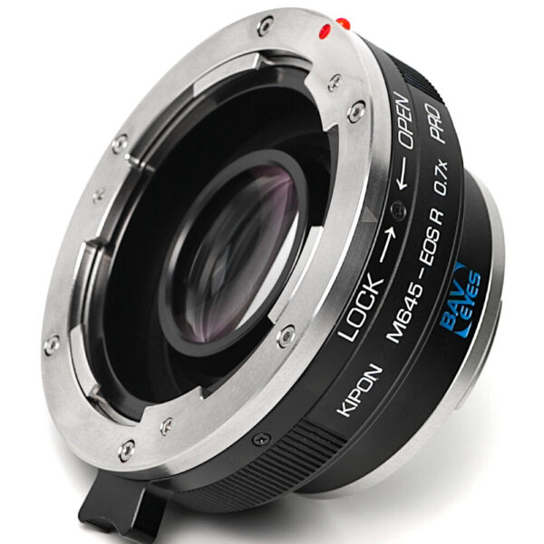 KIPON Baveyes 0.7x Pro Lock Adapter for Mamiya 645-Mount Lens to Canon RF-Mount Camera view 3