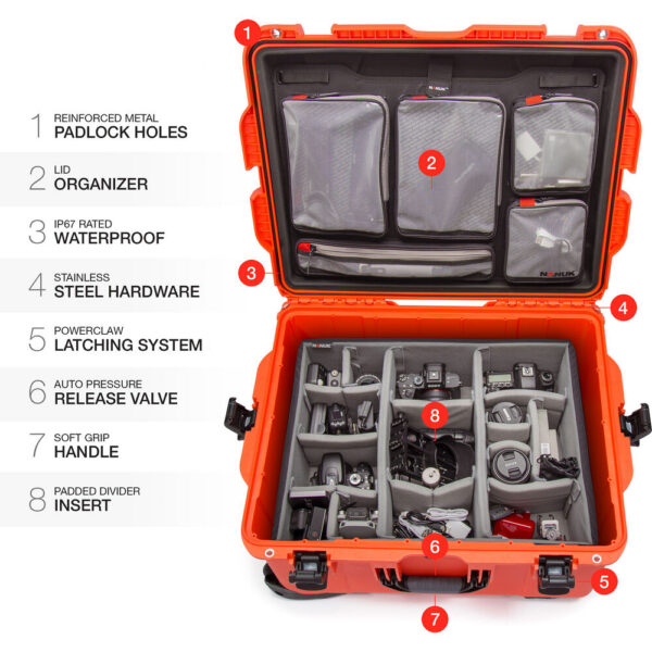 Nanuk 960 Wheeled Hard Camera Case Pro Photo Kit (Orange, 79L) view 6