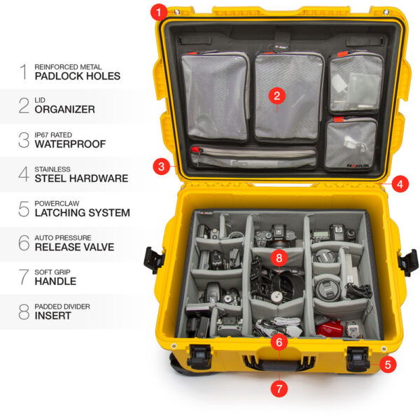 Nanuk 960 Wheeled Hard Camera Case Pro Photo Kit (Yellow, 79L) view 6