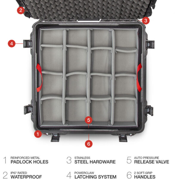 Nanuk 970 Wheeled Hard Case with Padded Divider Insert (Black, 134L) view 6