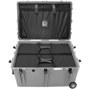 Porta Brace PB-2850 Extra-Large Trunk-Style Hard Case with Off-Road Wheels (Silver Platinum)